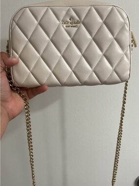 kate spade Cream Quilted Crossbody with Gold Chain